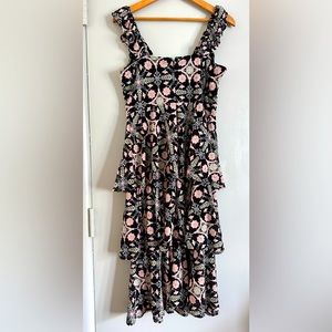 Rachel Roy aster square neck tiered floral dress with ruffled sleeves.Size Large